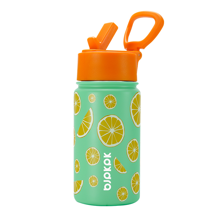 BJPKPK Kids Water Bottle with Straw Lid, 15oz Stainless Steel