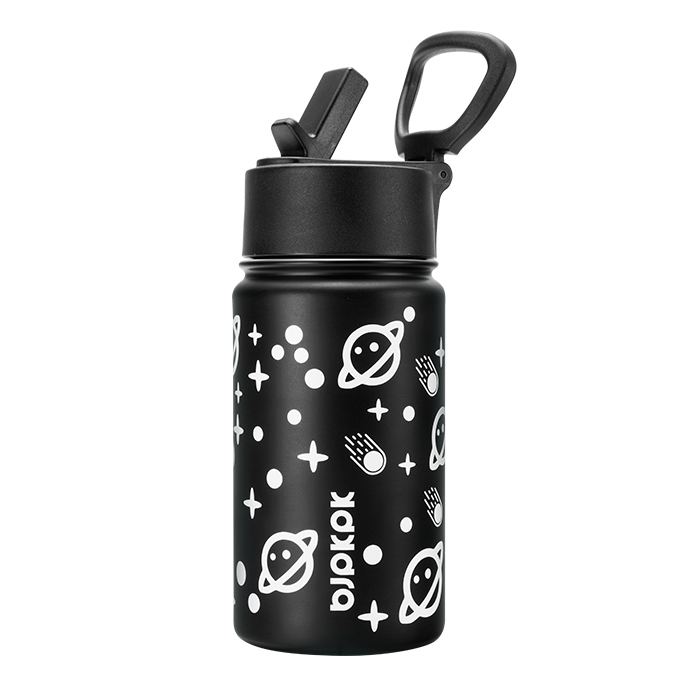 BJPKPK Kids Water Bottle with Straw Lid, 15oz Stainless Steel