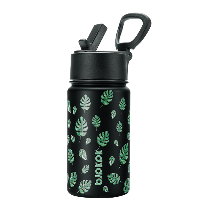 BJPKPK Kids Water Bottle with Straw Lid, 15oz Stainless Steel